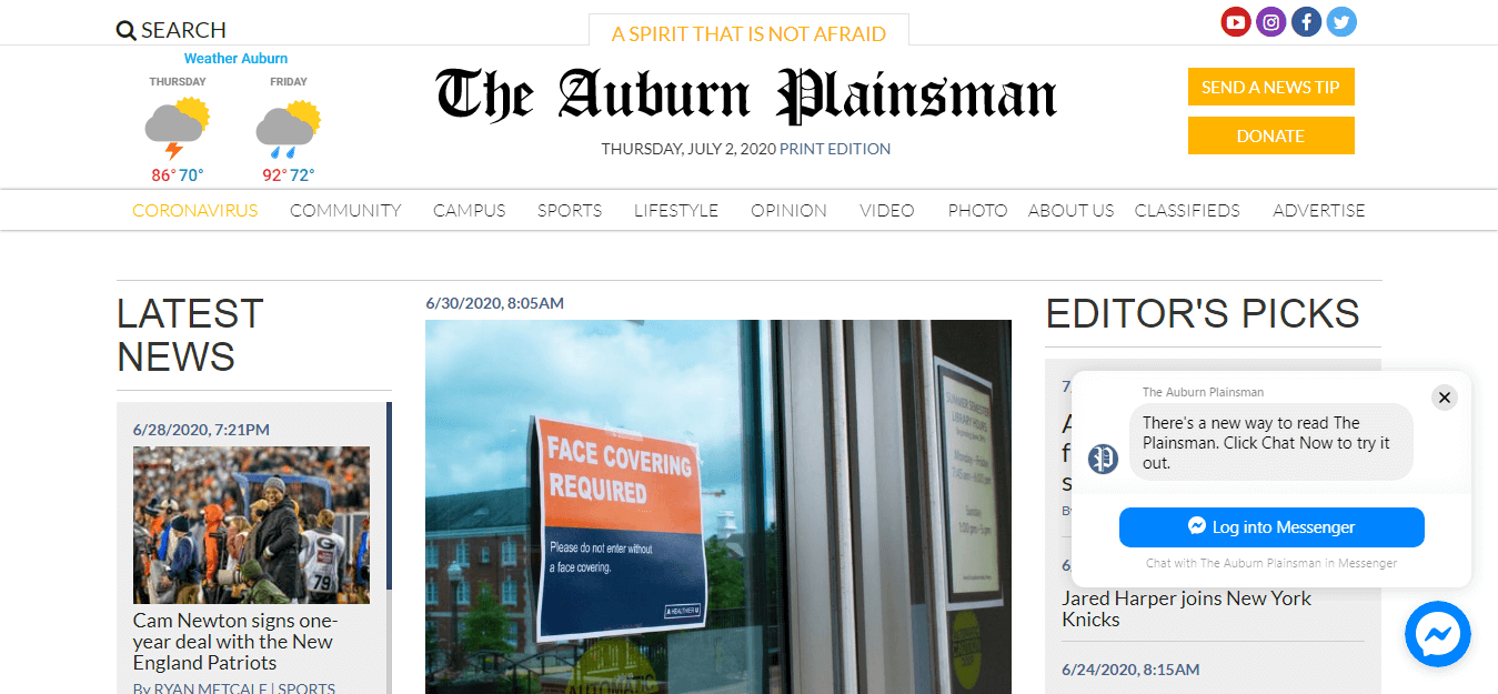Alabama Newspapers 18 The Auburn Plainsman website