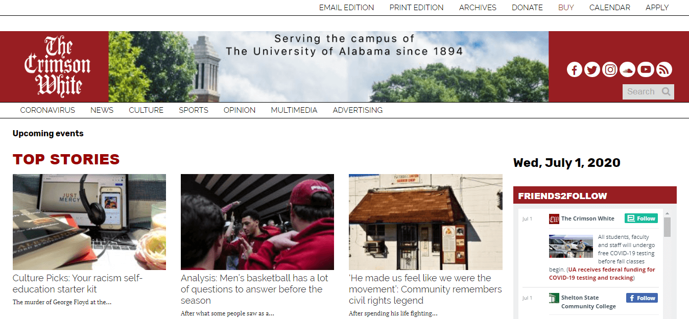 Alabama Newspapers 19 Crimson White website