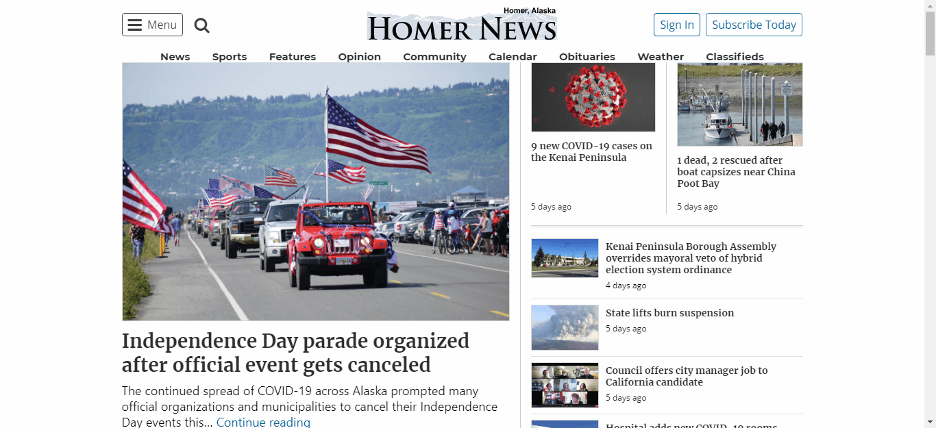 Alaska Newspapers 08 Homer news website