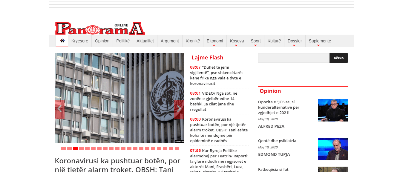 Albanian Newspapers 2 Gazeta Panorama Website