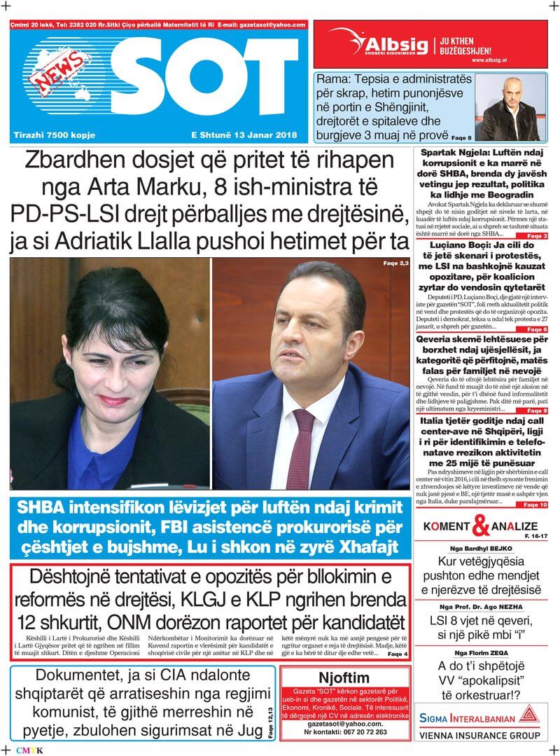 Albanian Newspapers 23 Gazeta Sot