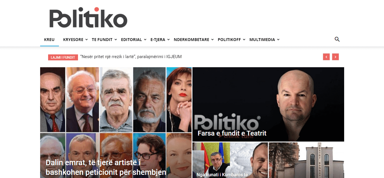 Albanian Newspapers 37 Politiko Website