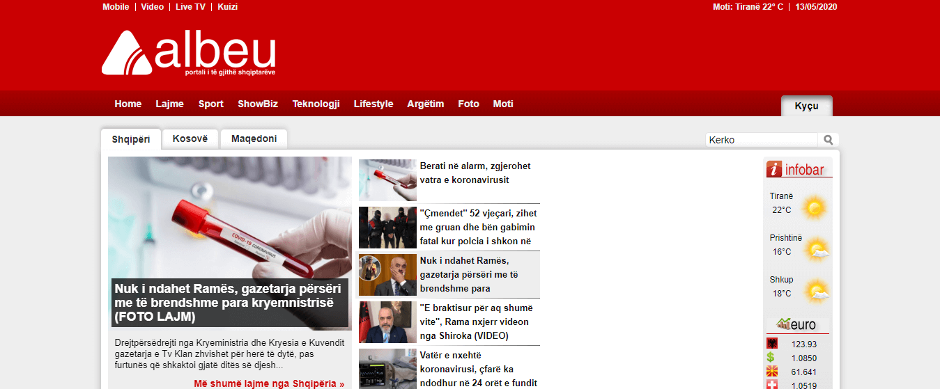 Albanian Newspapers 8 Albeu Website