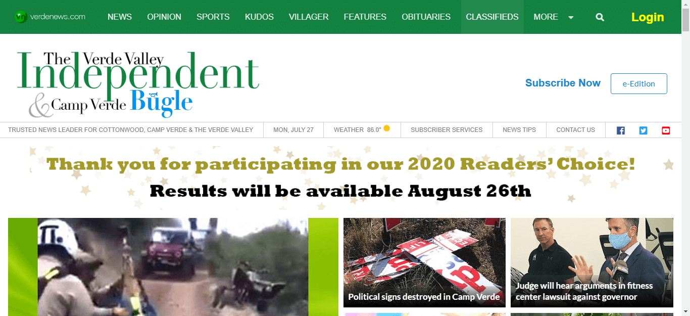 Arizona Newspapers 20 Verde Independent website