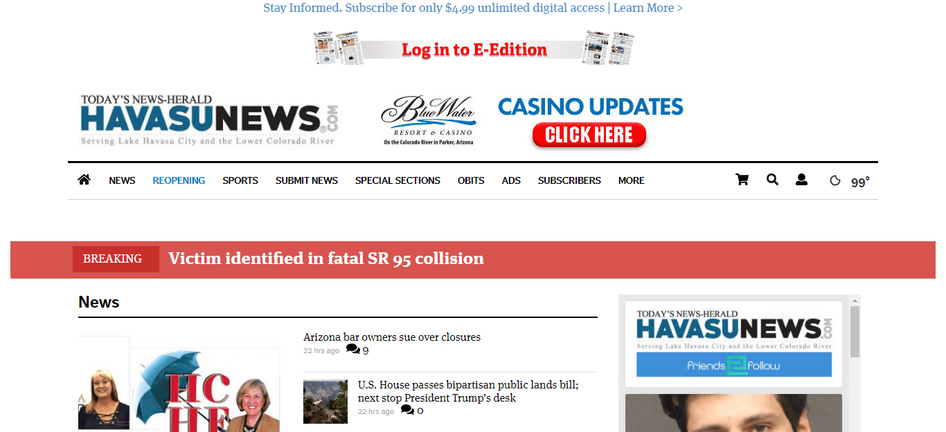 Arizona Newspapers 21 Lake Havasu City Today s News Herald Website