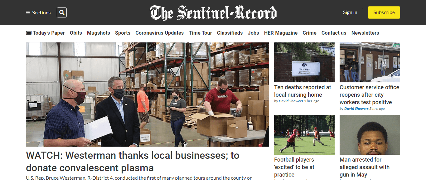 Arkansas Newspapers 16 Sentinel record website