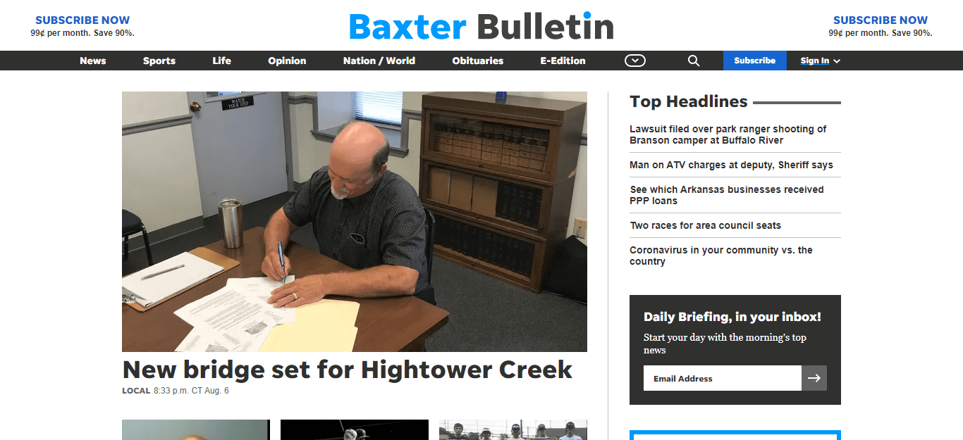 Arkansas Newspapers 17 Mountain Home Baxter Bulletin website
