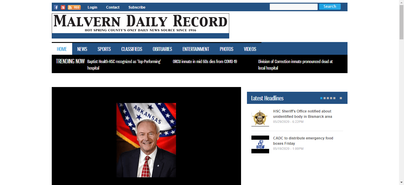 Arkansas Newspapers 26 Malvern Daily Record website