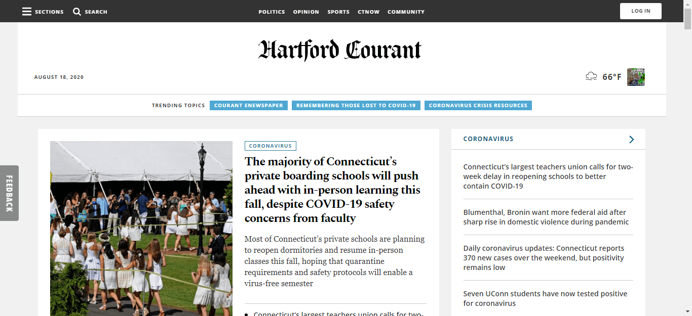 Connecticut Newspapers 01 Hartford Courant website