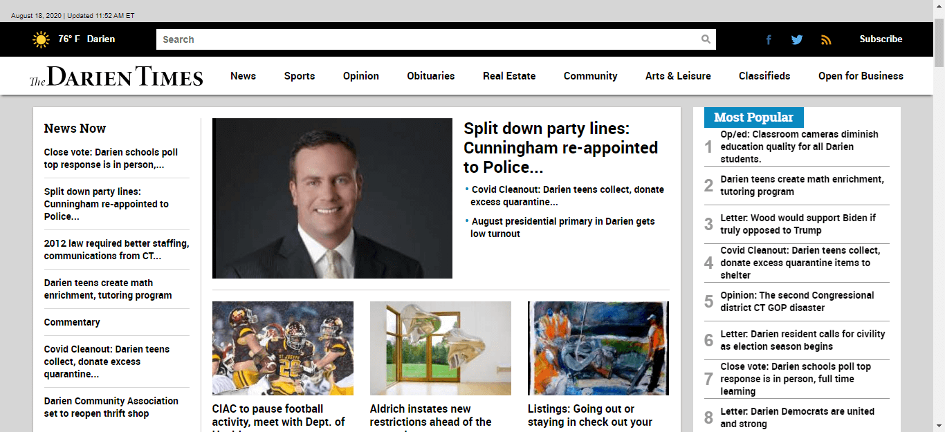 Connecticut Newspapers 33 Darien Times website