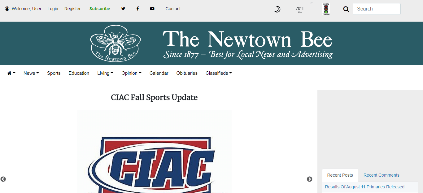 Connecticut Newspapers 40 Newtown Bee website