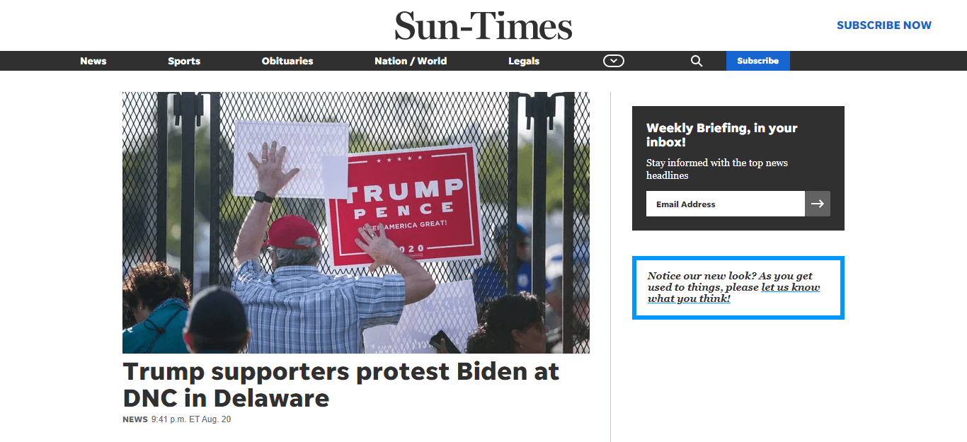 Delaware Newspapers 13 Sun Times website