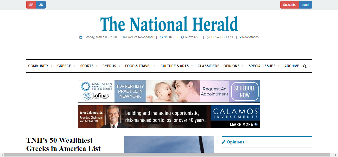 Greek newspapers 54 The National Herald website