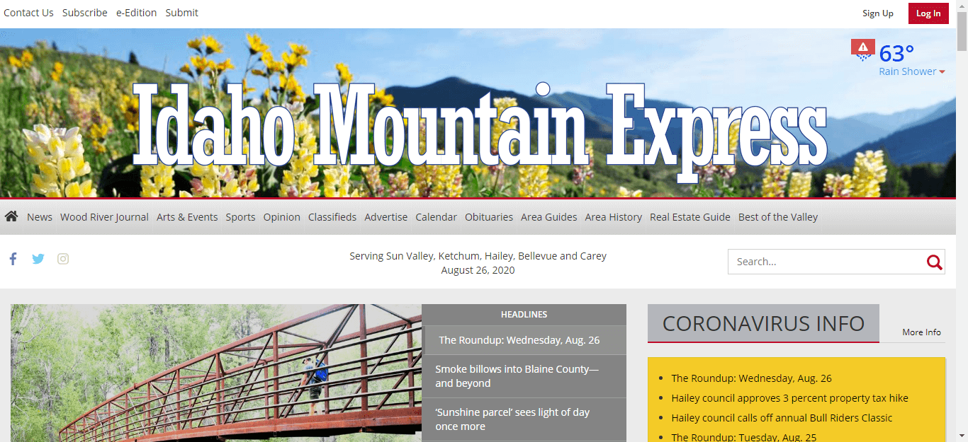 Idaho Newspapers 12 Idaho Mountain Express website