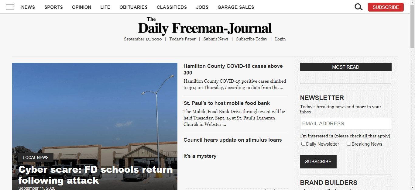 Iowa Newspapers 10 Daily Freeman Journal website