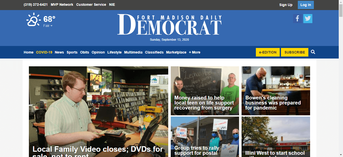 Iowa Newspapers 20 Fort Madison Democrat website