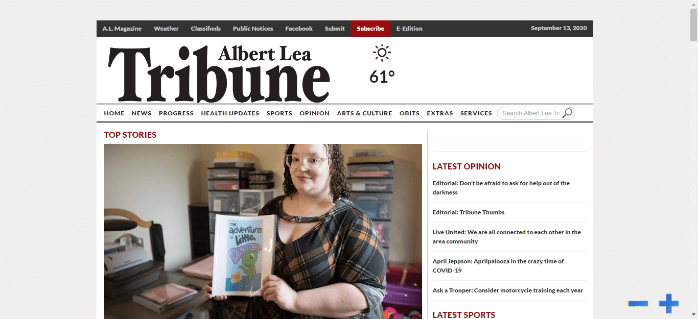 Iowa Newspapers 24 Albert Lea Tribune website