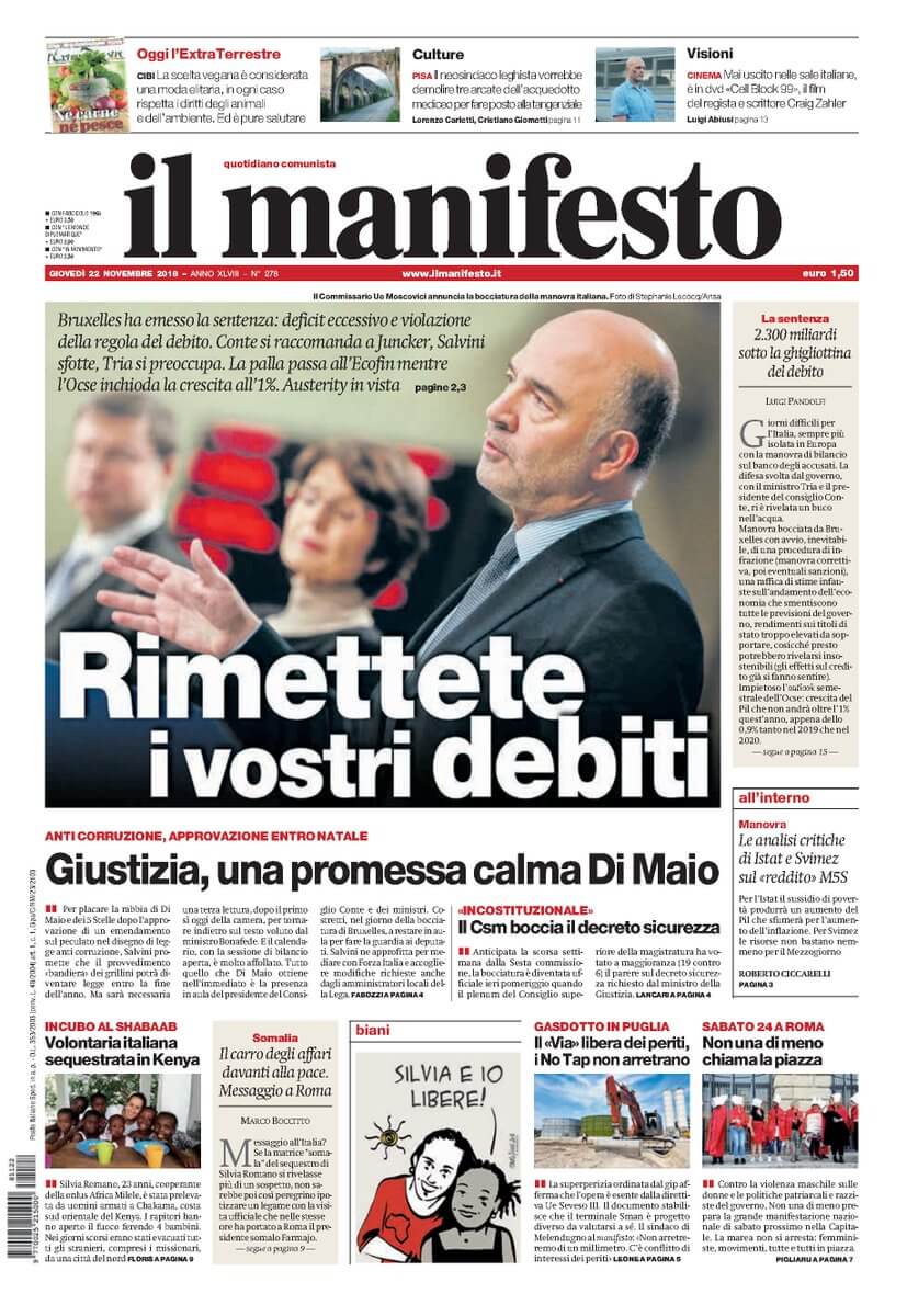 Italian newspapers 24 Il Manifesto