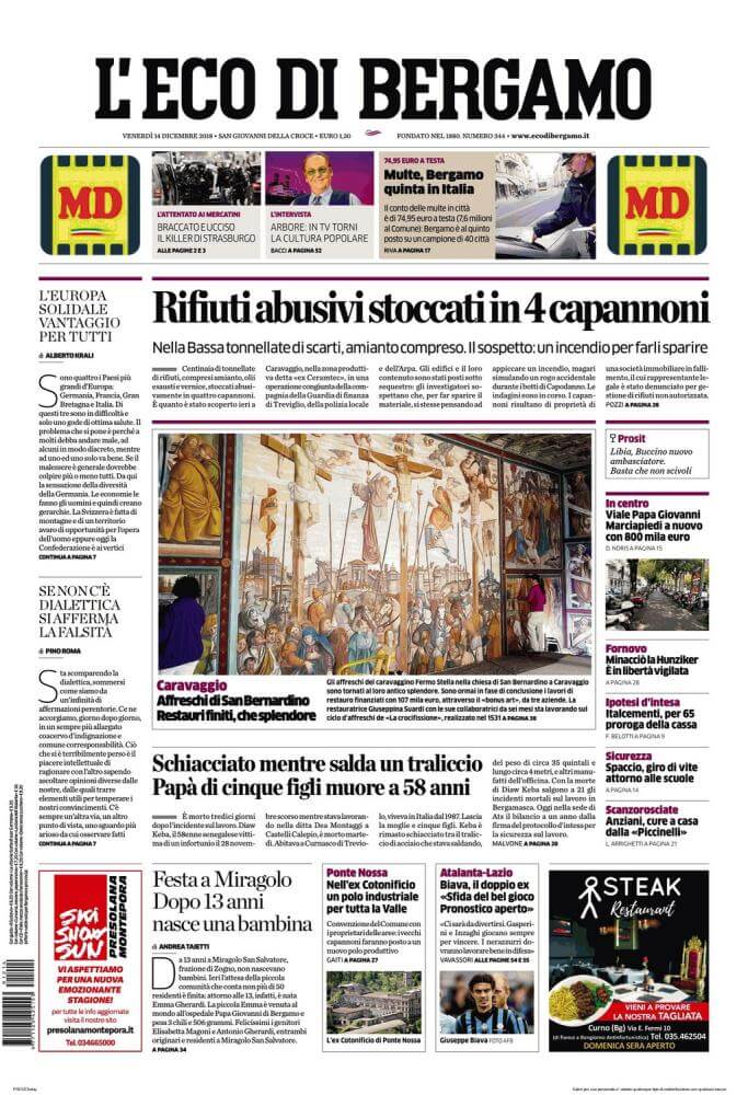 Italian newspapers 37 L’Eco di Bergamo