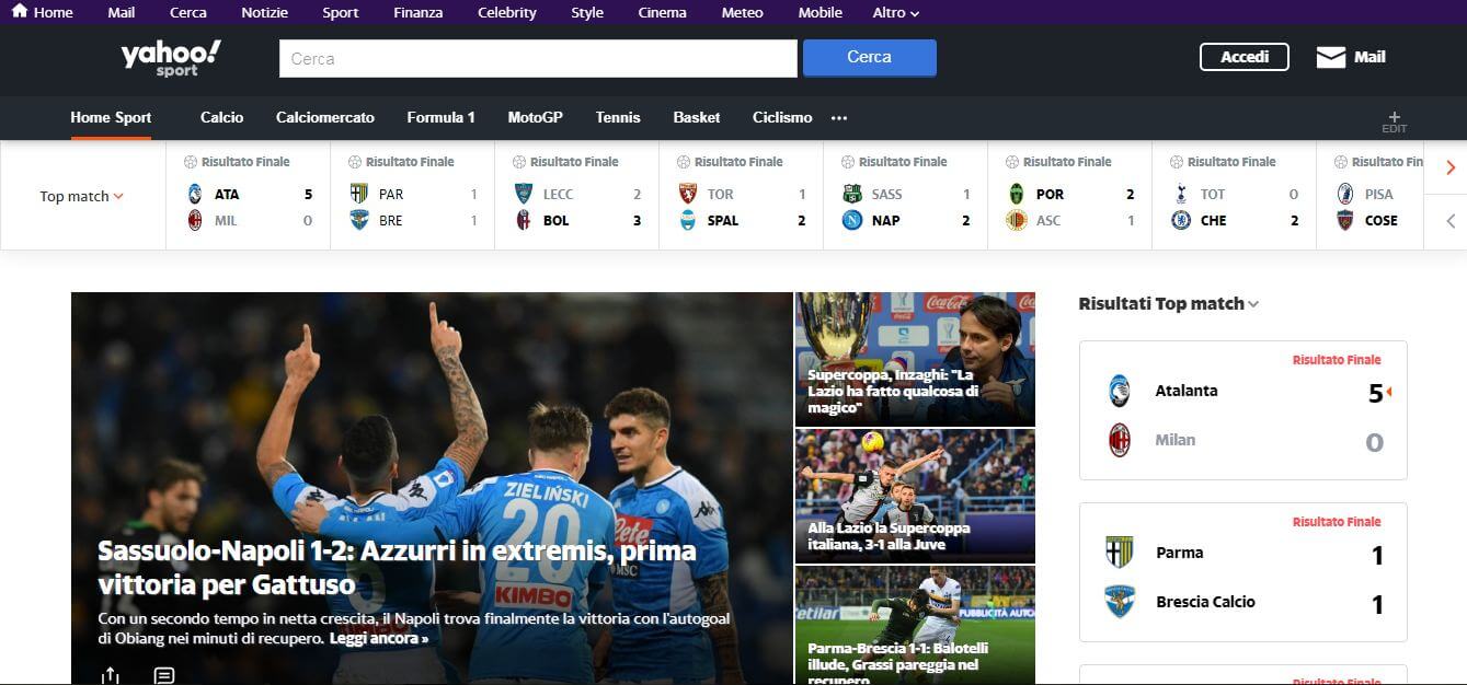 Italian newspapers 43 Yahoo Sport Italia