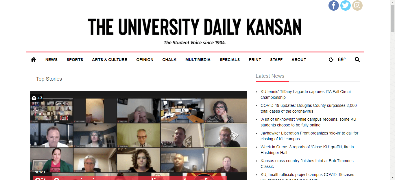 Kansas Newspapaers 15 University Daily Kansan website