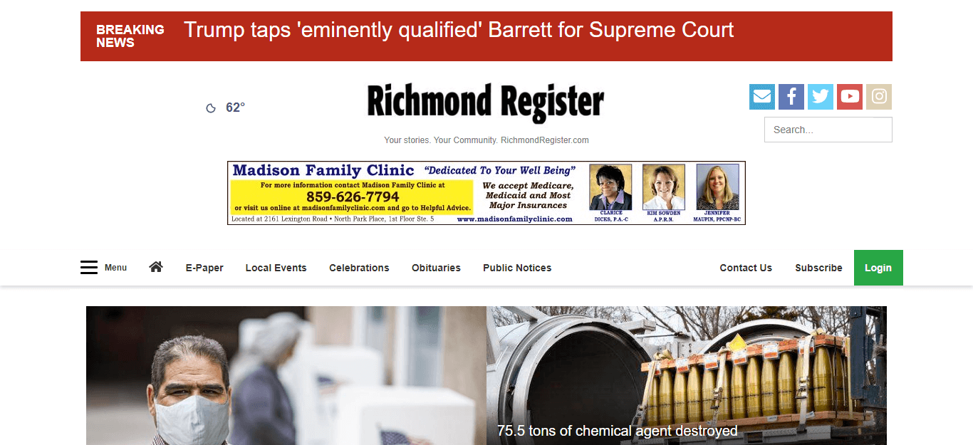 Kentucky Newspapers 12 Richmond Register website