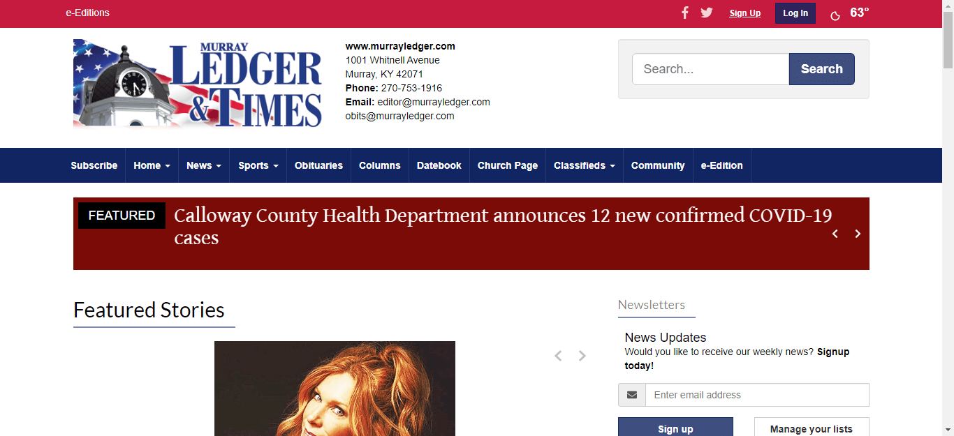 Kentucky Newspapers 25 Murray Ledger Times website