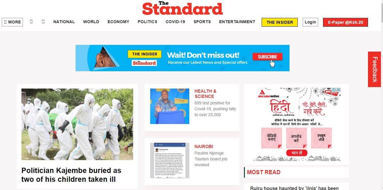 Kenya 4 Standard website