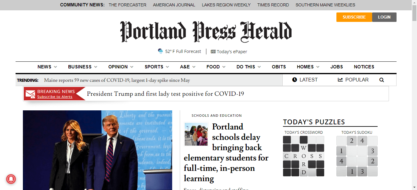 Maine Newspapers 01 Portland Press Herald website