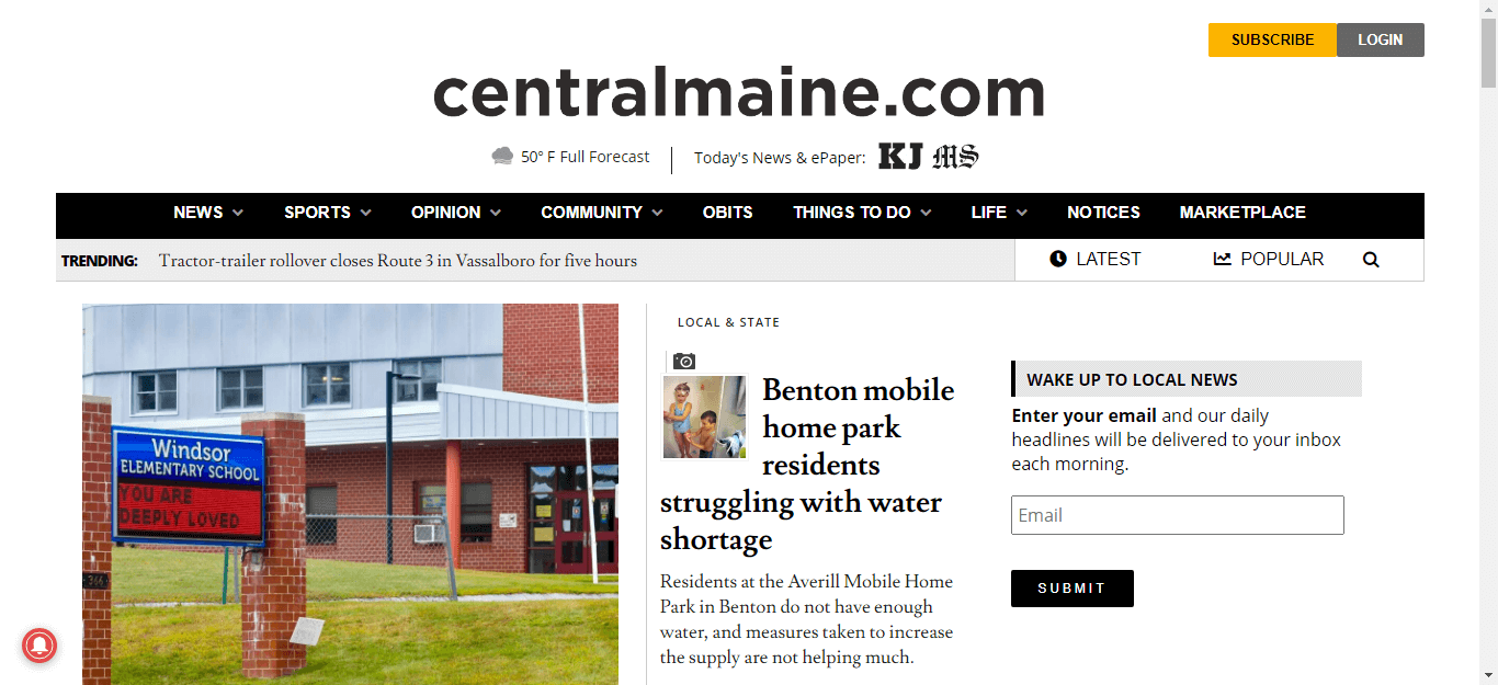 Maine Newspapers 06 Morning Sentinel website
