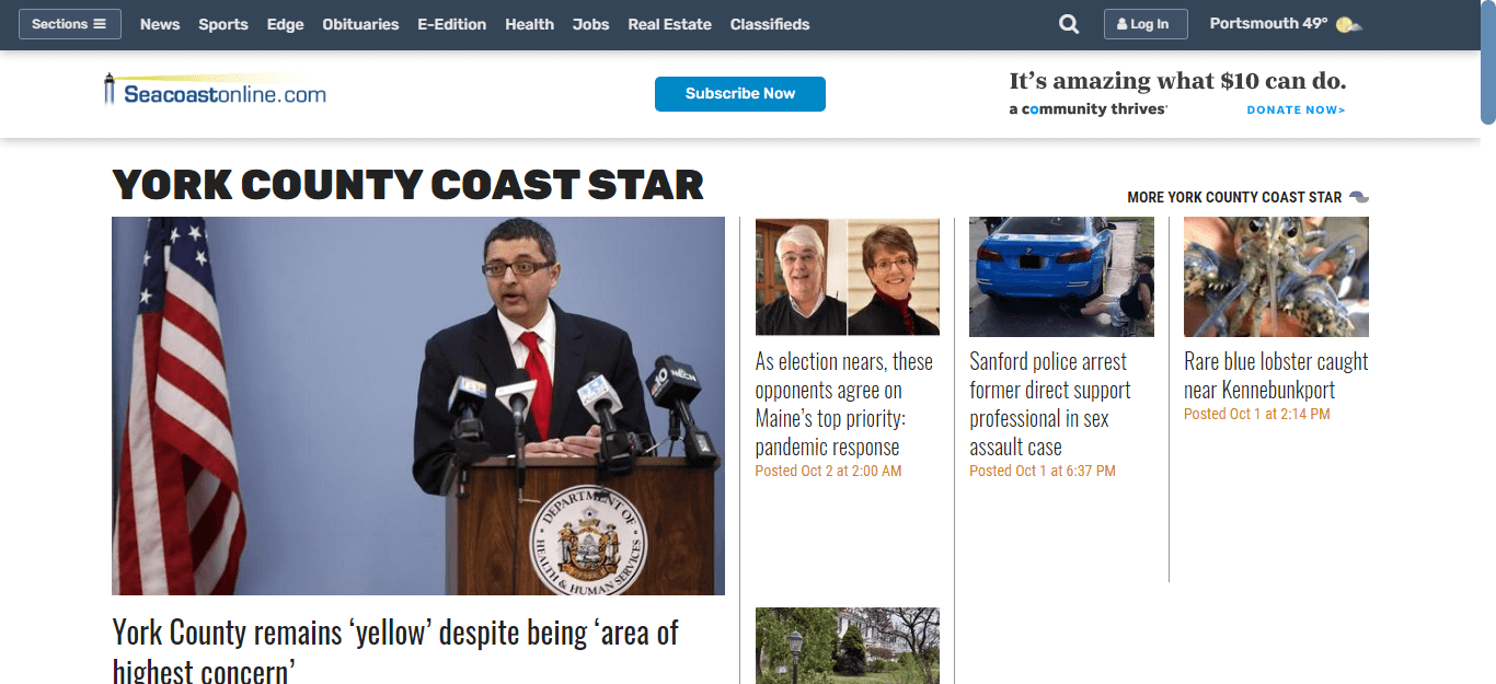 Maine Newspapers 16 York County Coast Star website