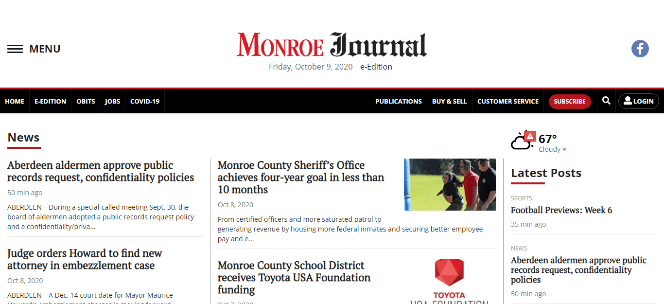 Mississippi Newspapers 06 Monroe Journal website