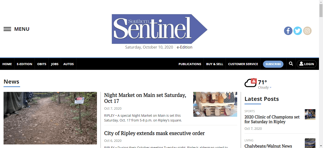 Mississippi Newspapers 09 Southern Sentinel website