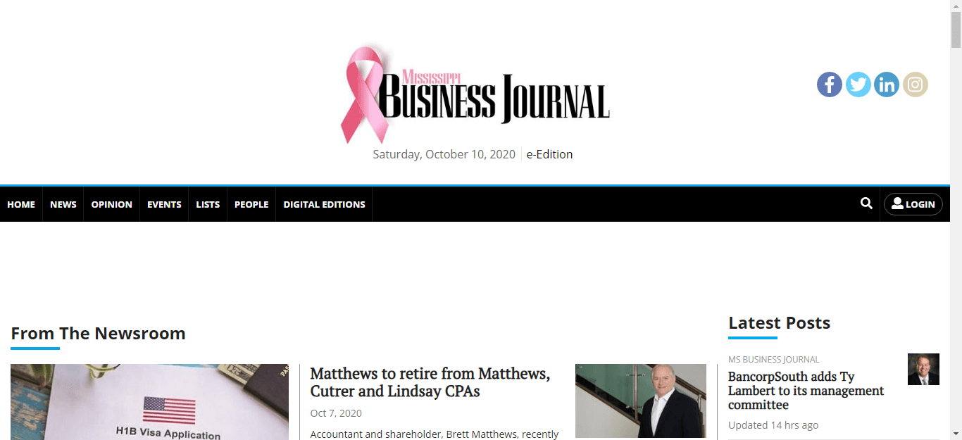 Mississippi Newspapers 12 Mississippi Business Journal website