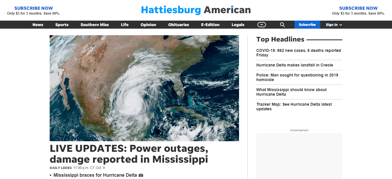 Mississippi Newspapers 18 Hattiesburg American website