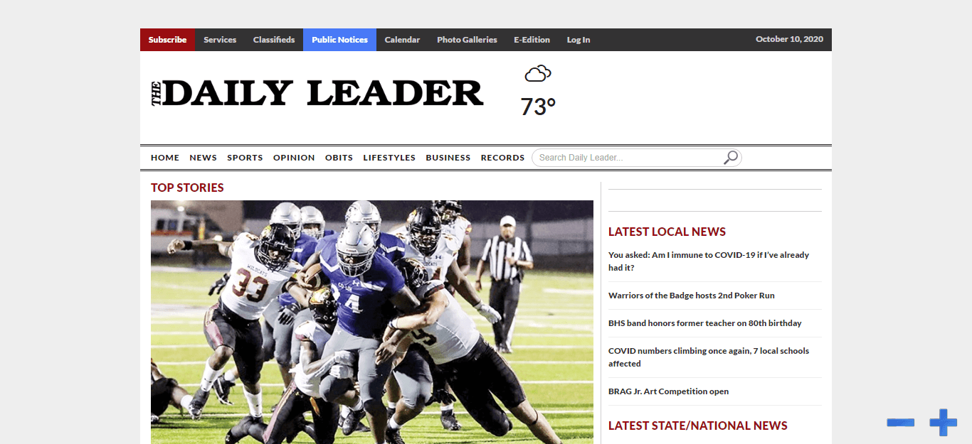Mississippi Newspapers 24 Daily Leader website