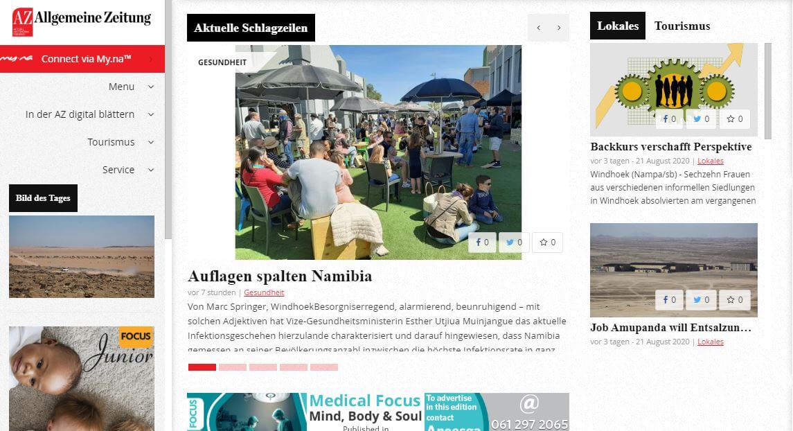 Namibia 11 Allgemeine Zeitung website