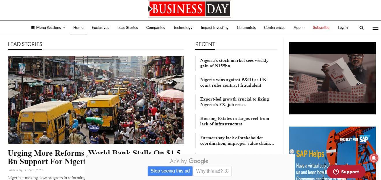 Nigeria 11 Business Day website