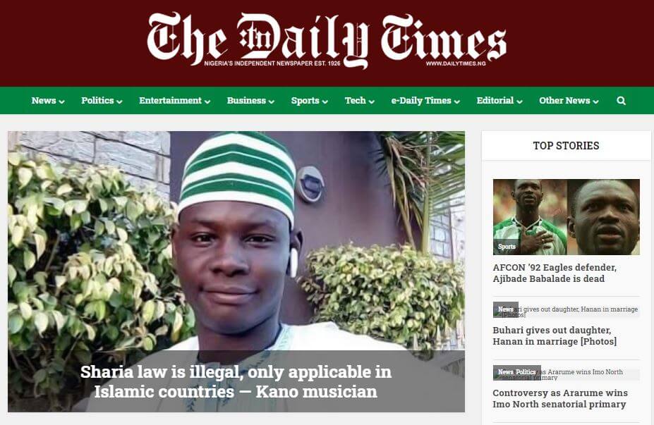 Nigeria 16 Daily Times website