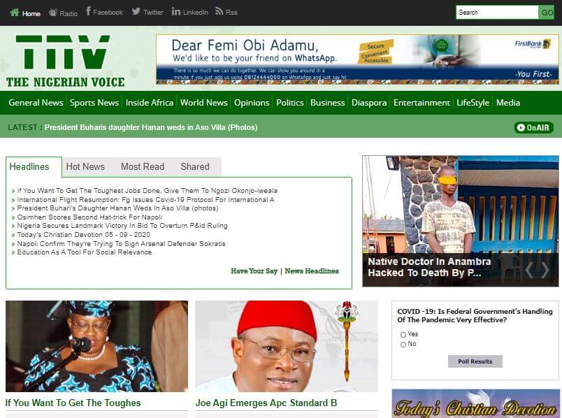 Nigeria 43 TheNigerianVoice website