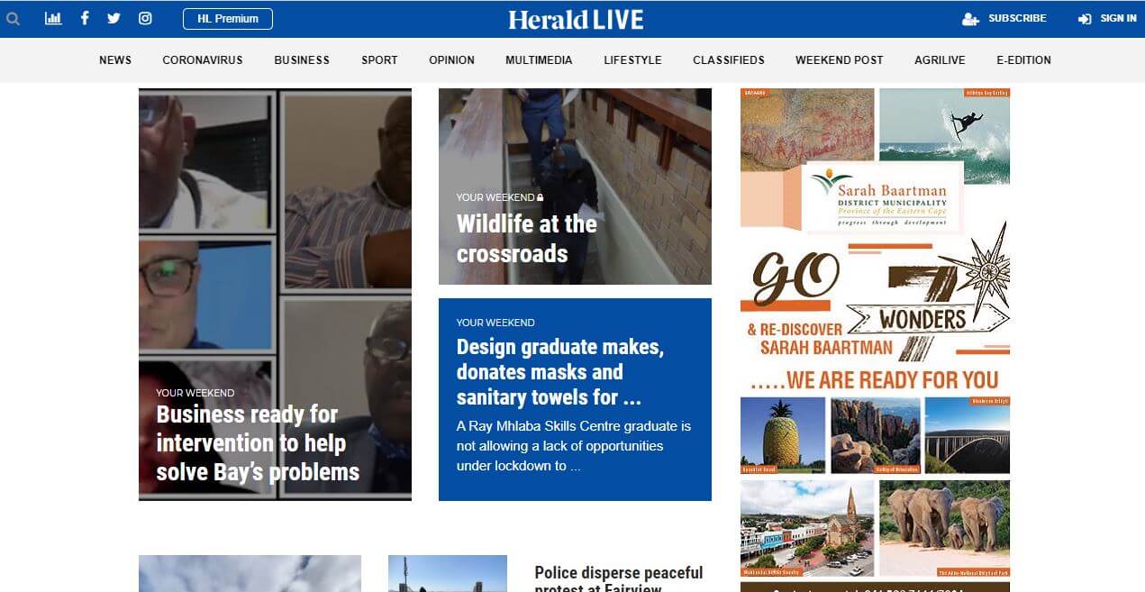 South Africa 18 Herald website