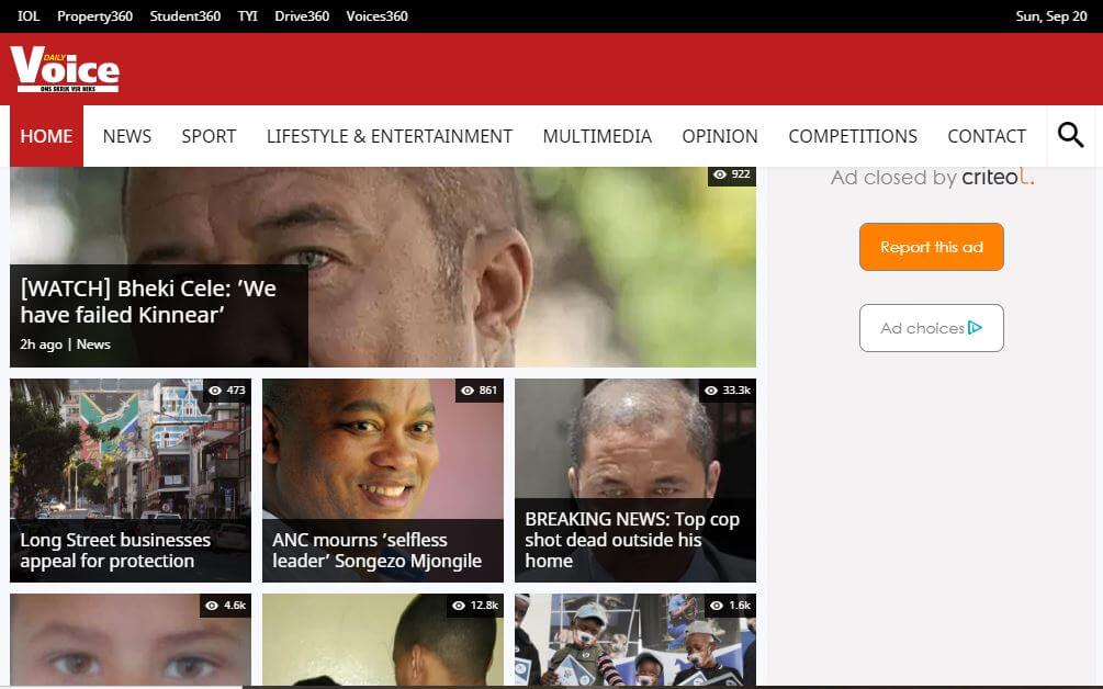 South Africa 20 Daily Voice website