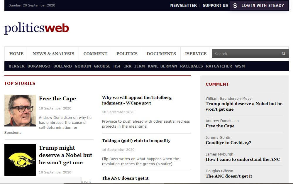 South Africa 40 Politics Web website