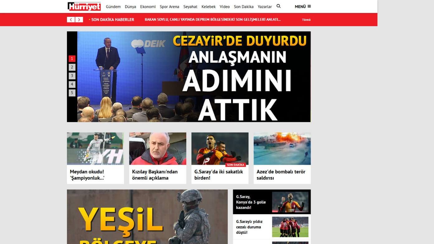 Turkish Newspapers 1 Hurriyet Website