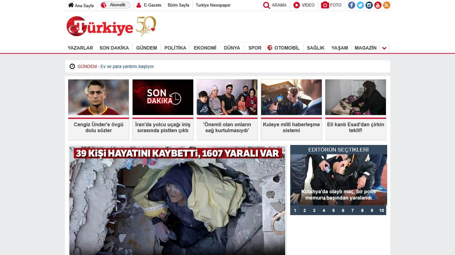 Turkish Newspapers 11 Turkiye Website