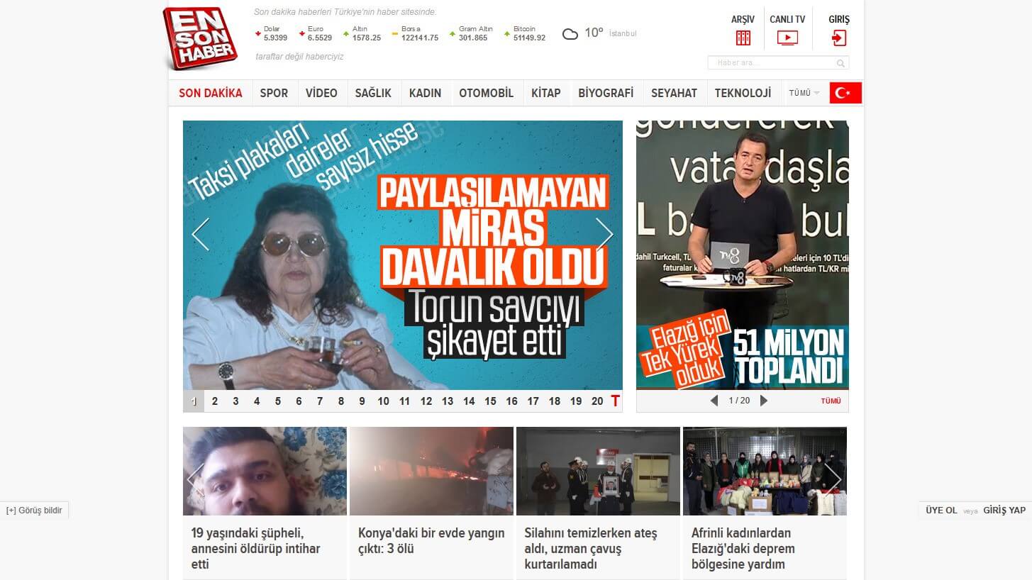 Turkish Newspapers 13 En Son Haber Website