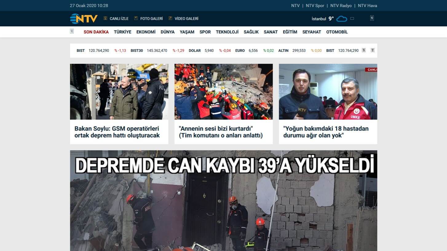 Turkish Newspapers 15 NTV Website