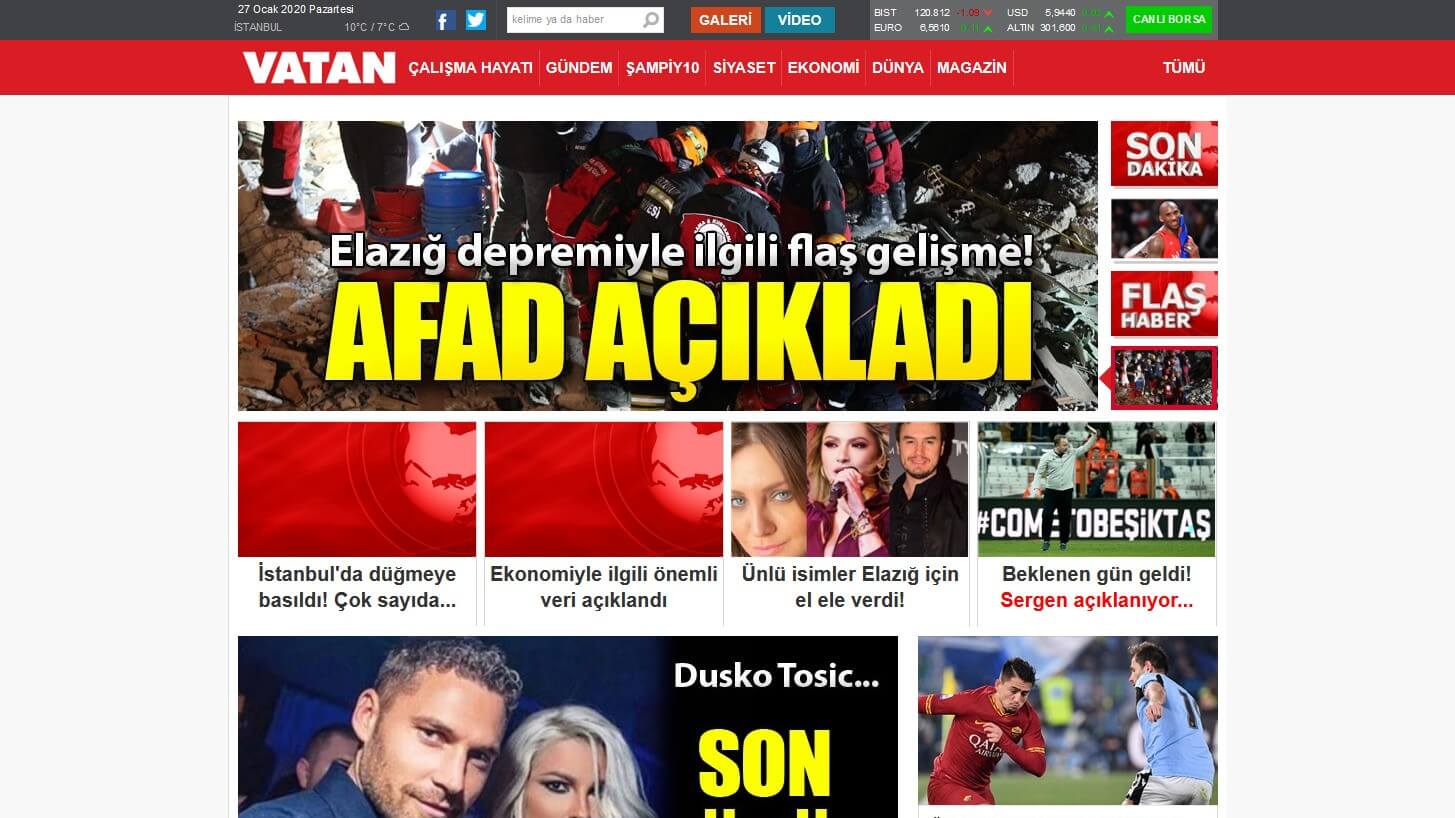 Turkish Newspapers 16 Vatan Website