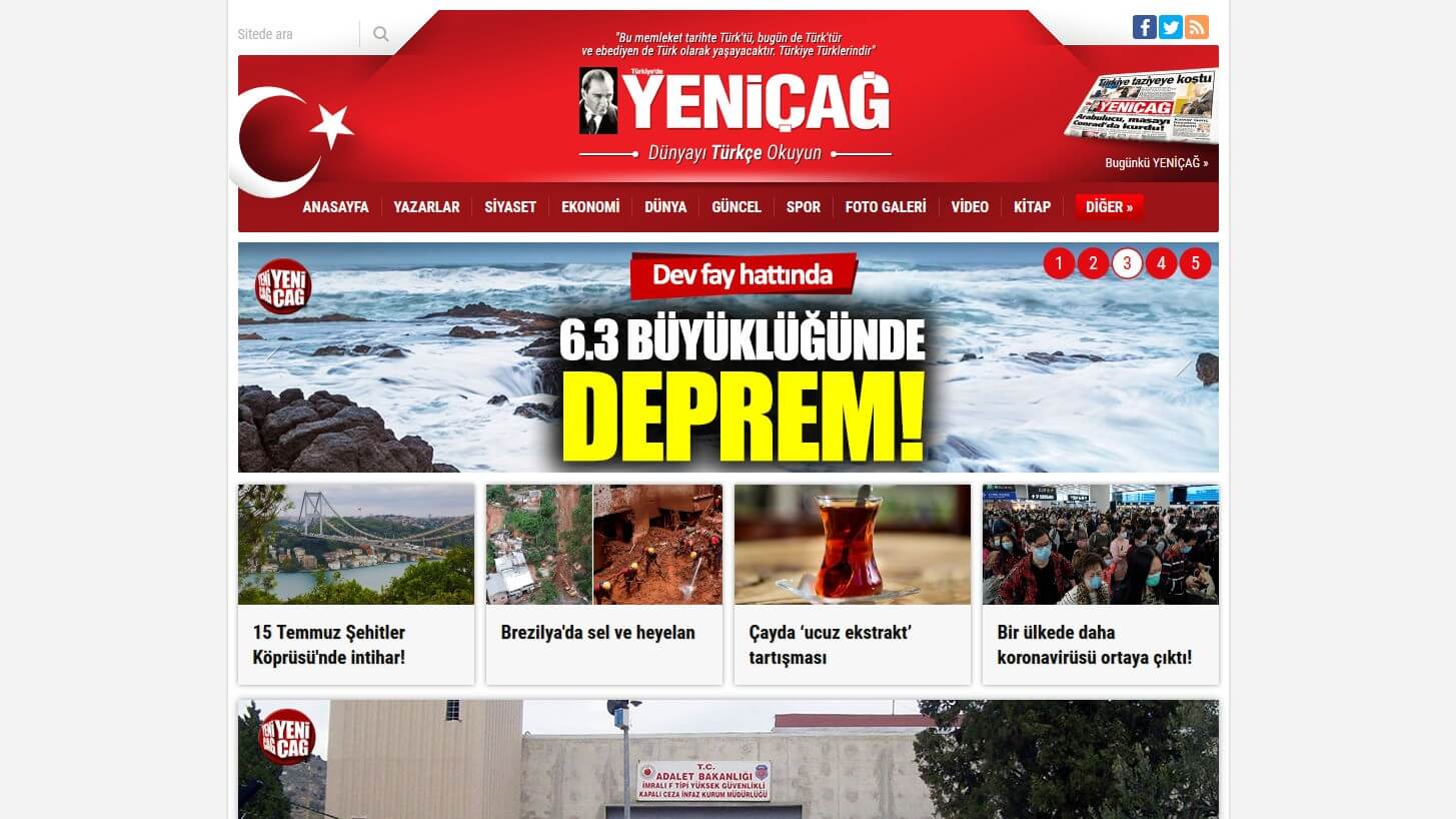 Turkish Newspapers 18 Yenicag Website