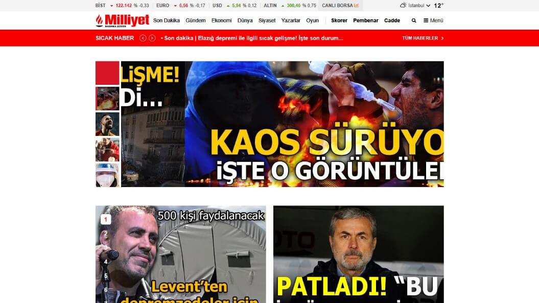 Turkish Newspapers 2 Milliyet Website